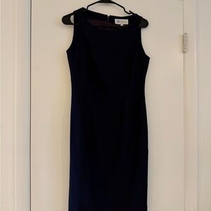 WORTH Navy Sleeveless Sheath Dress | Classic Tailored Midi